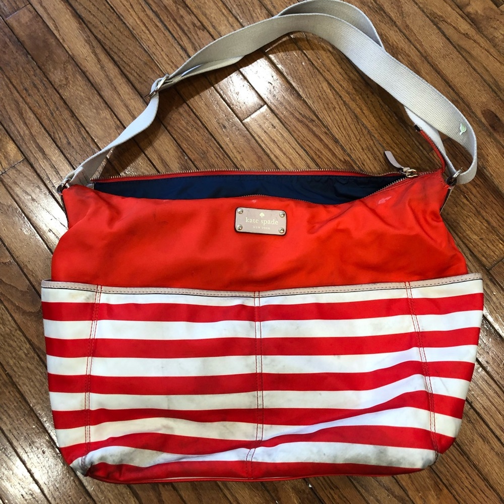 Kate Spade Diaper Bag, orange/white stripes